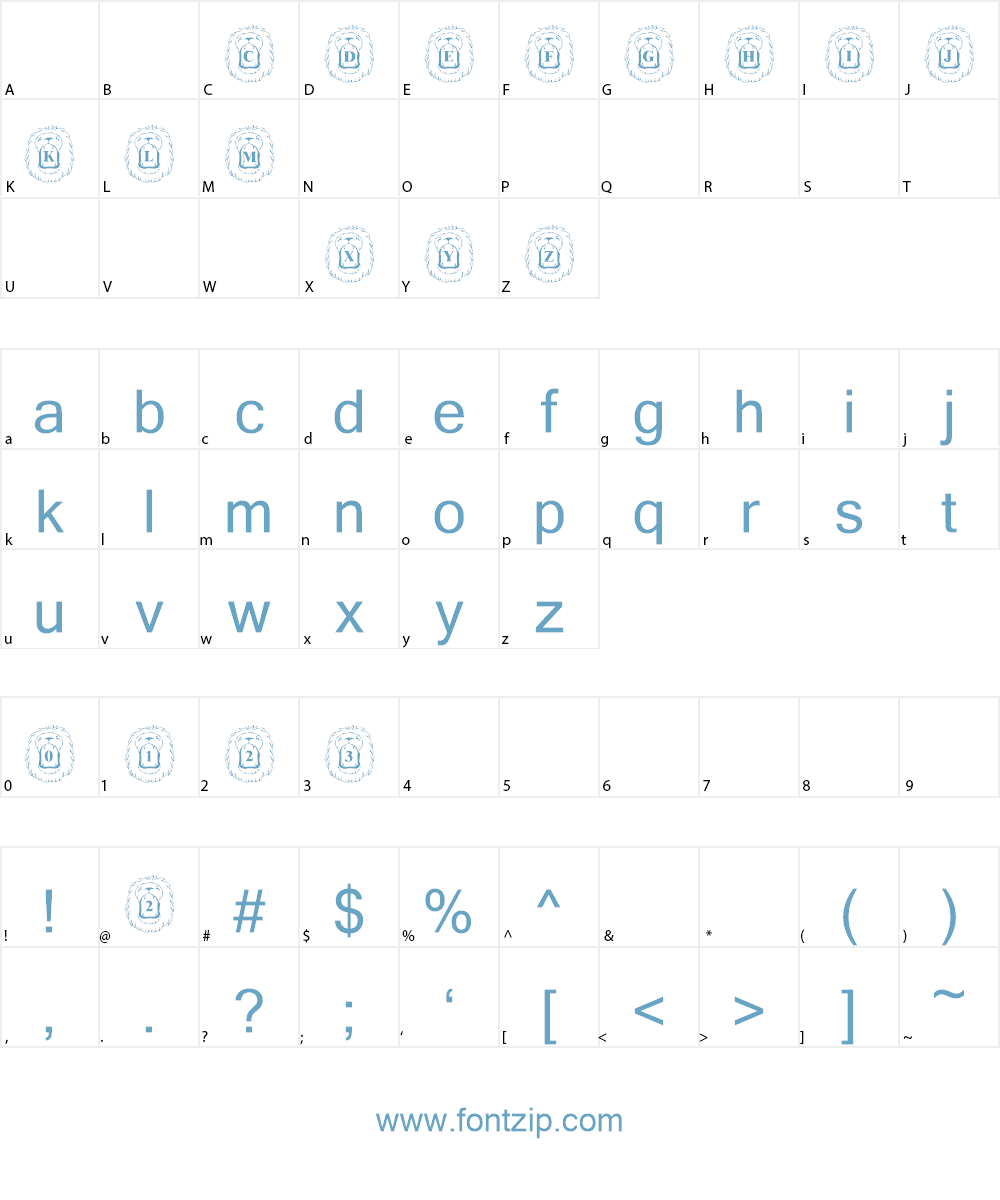 LMS Lion Around Font Character